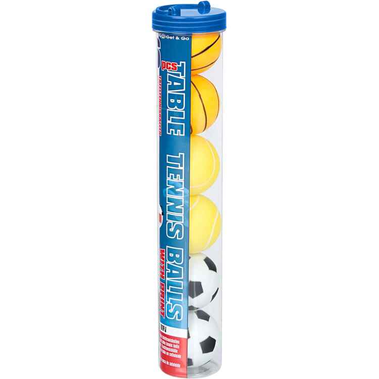 Table Tennis Balls with Print in Tube  6 Pieces