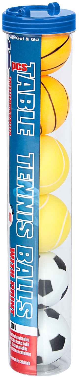 Table Tennis Balls with Print in Tube  6 Pieces