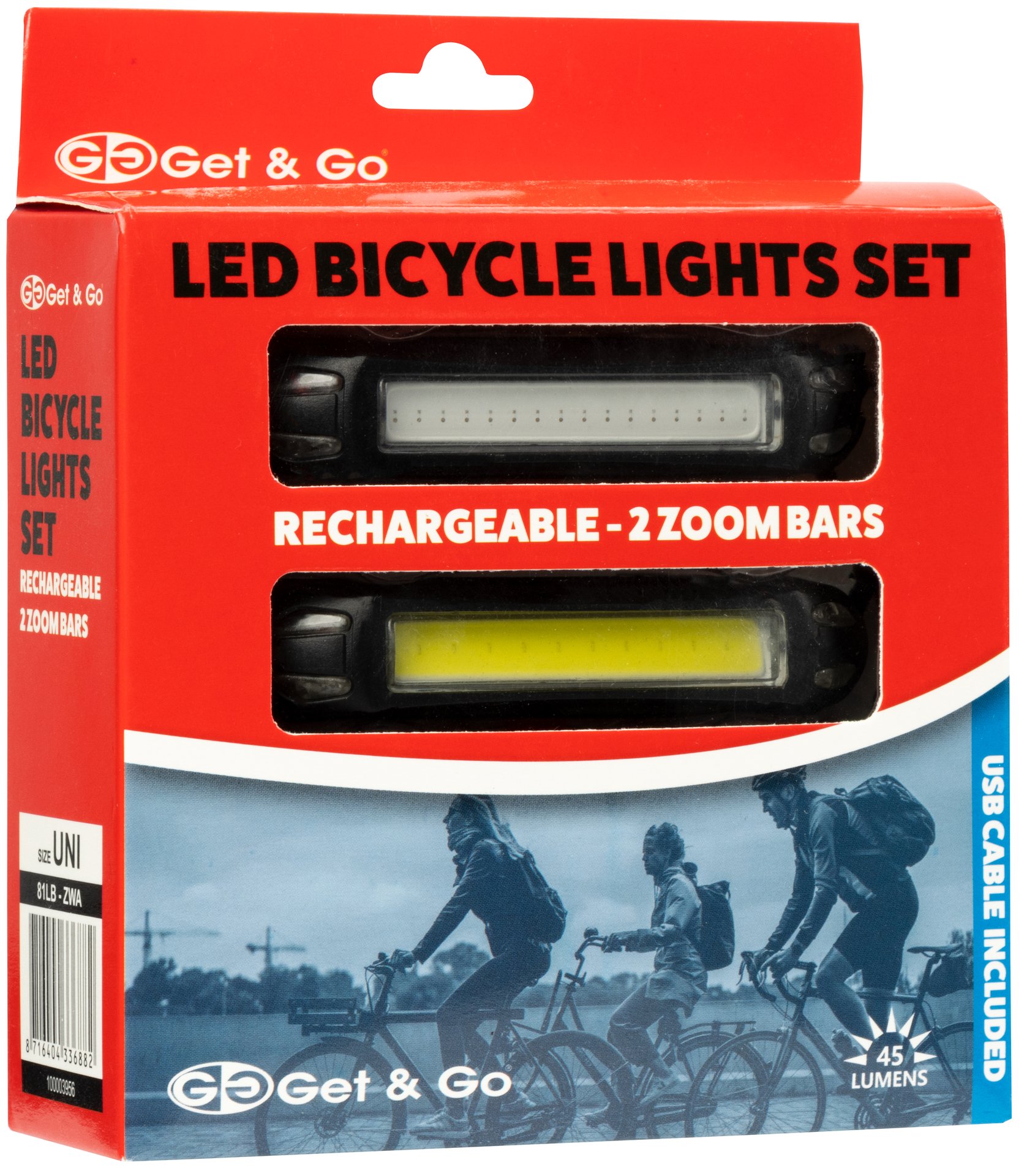 LED Bicycle Lights Set Rechargeable Zoom Bar 45 - Image 2